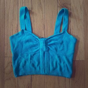 Turquoise Knit Crop Top - Medium